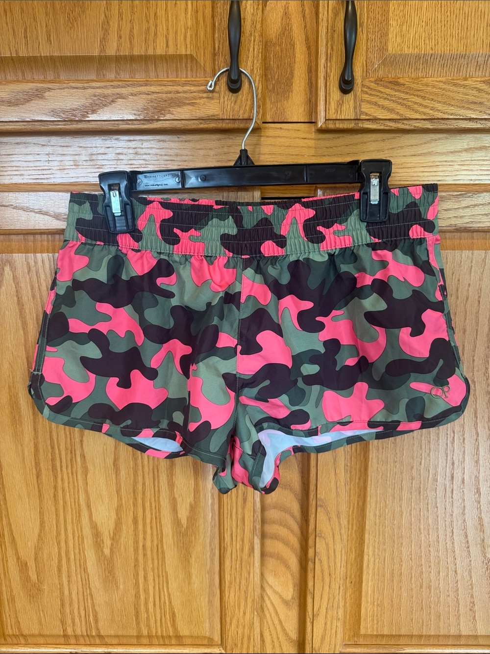 52 OP Pink Camo Athletic Running Shorts Women’s Medium Neon Pink Green - Picture 2 of 6